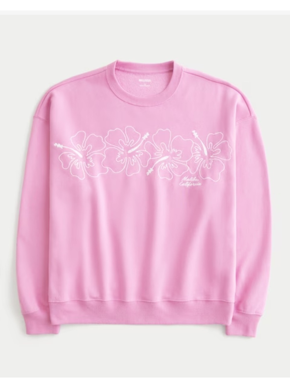 Malibu Pink Floral-Outline Oversized Crew Sweatshirt size small - Picture 7 of 10